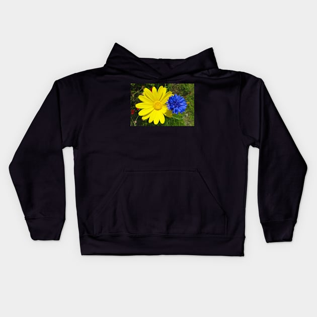 Cornflower and Corn Marigold Kids Hoodie by AH64D